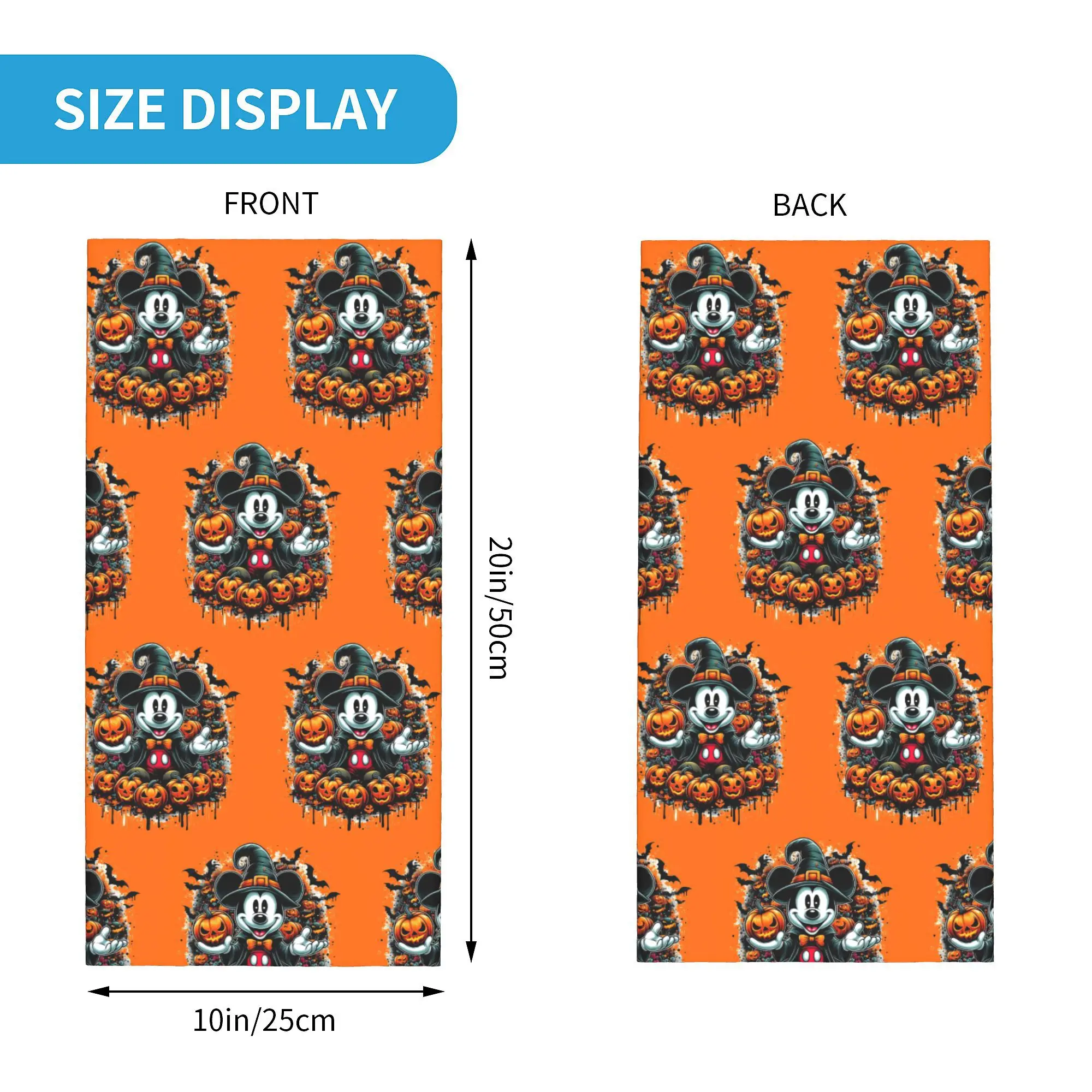 Custom Halloween Mickey Mouse Pumpkin Bandana Neck Gaiter UV Protection Face Scarf Cover Men Women  Headband Tube Balaclava