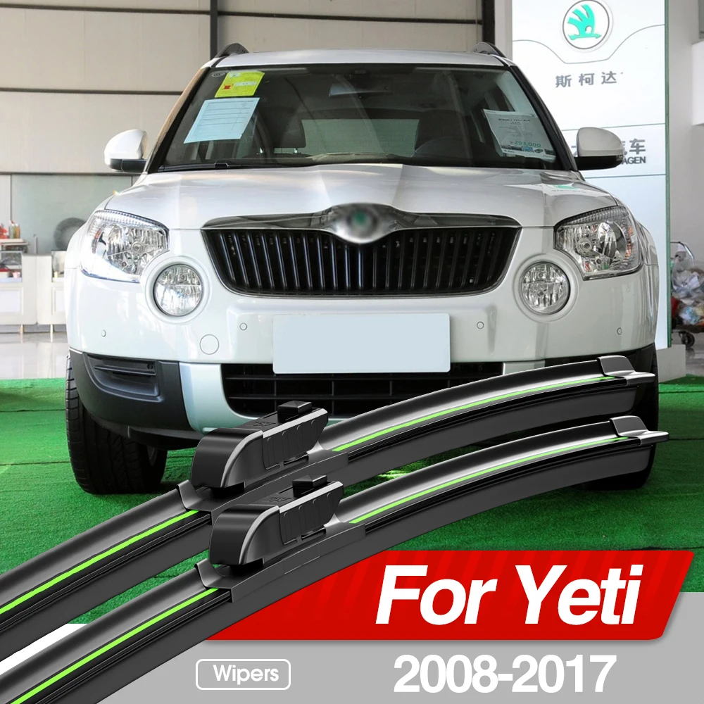 For Skoda Yeti 2008-2017 Front Windshield Wiper Blades 2x Windscreen Window Accessories 2009 2010 2011 2012 2013 2014 2015 2016