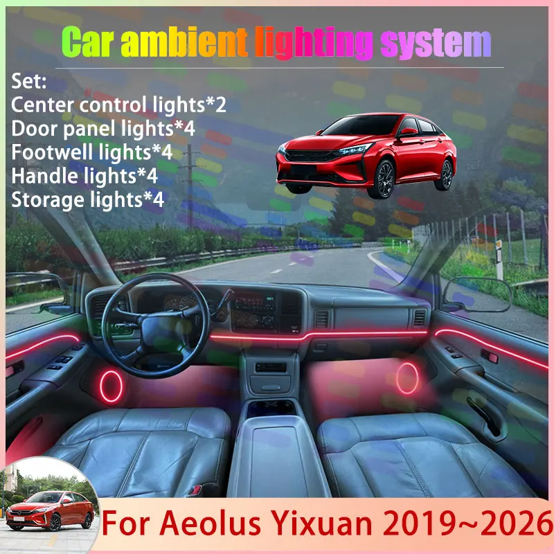 

Для Aeolus Yixuan 2019 ~ 2026 D53 Dongfeng Fengshen 2/24 в 1, автомобильная атмосферная лампа, RGB абажур, ансамбль, стример, набор атмосферы