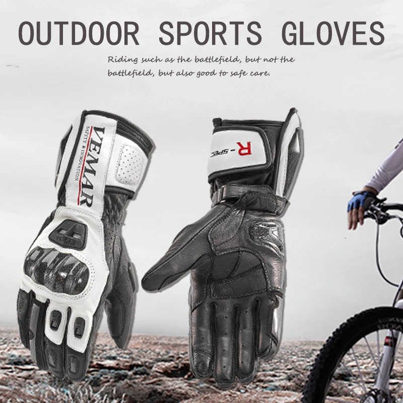 VEMAR Motorcycle Gloves Goat Leather Retro Touchscreen 4 Seasons Racing Gloves for Men Motocross Protective Gear 1 Pair