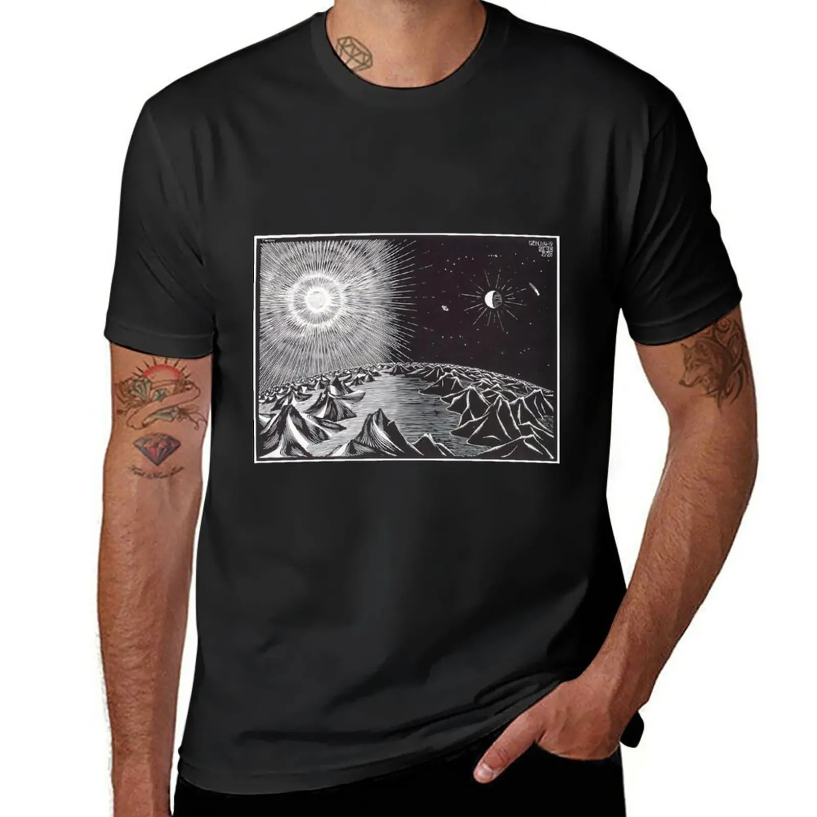 New M.C. Escher - The 4th Day of the Creation T-Shirt customized t shirts sweat shirts tops summer top mens clothing