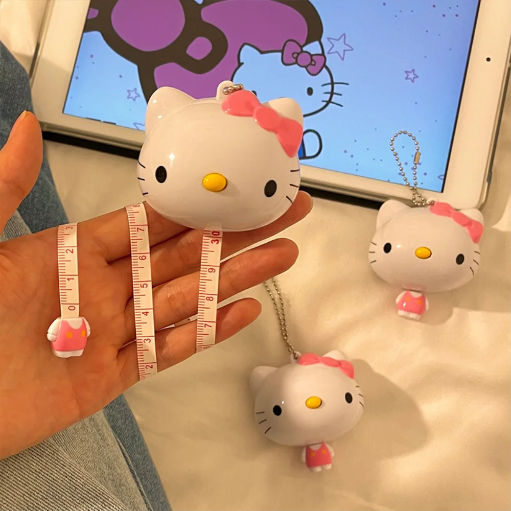 

Аниме Sanrio Hello Kitty рулетка кулон милый мультфильм Kt Cat мягкая измерительная телескопическая линейка школьная сумка аксессуары подарки