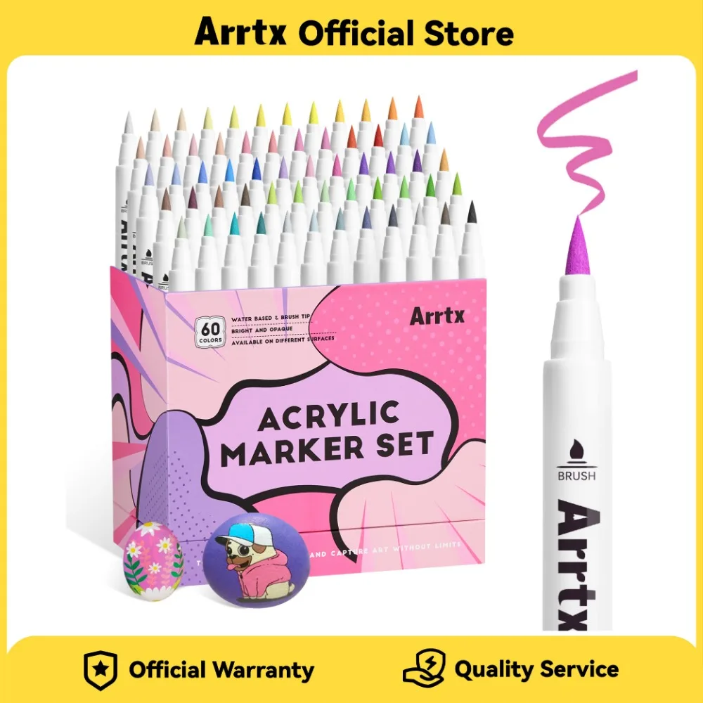 

Акриловые маркеры Arrtx, ручки 60-цветные для художников, взрослых, раскраска, рисунок, мультфильм, аниме, комикс для рок-дерева, холст, сделай сам
