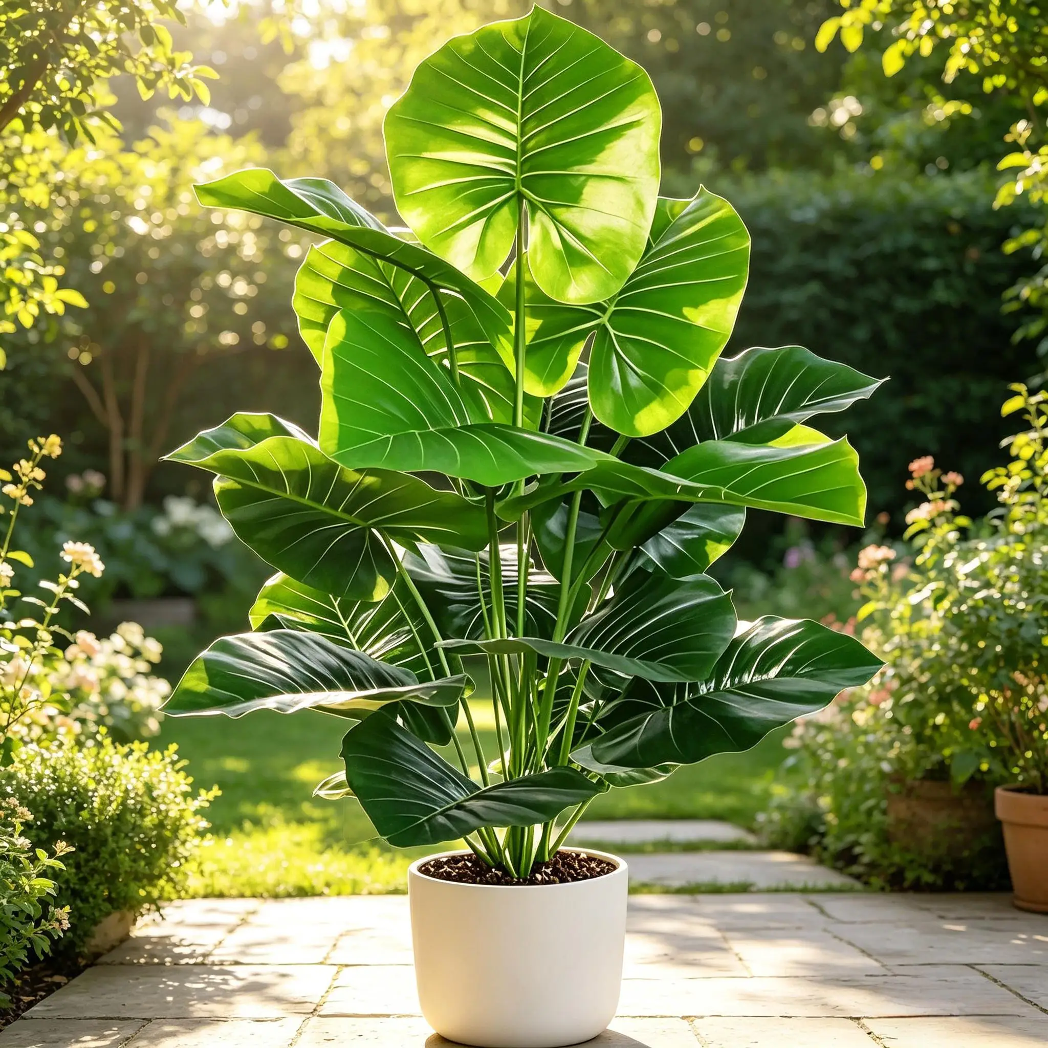 Planta Artificial de Alocasia de Hoja Redonda con Tacto Realista de 60-105 cm, Árbol de Taro Gigante Artificial para Decoración de Interiores, Exteriores, Hogar, Jardín y Fiestas 2026