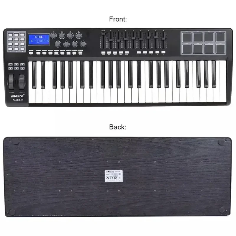 Worlde Panda 49 key midi keyboard controller Upgraded version RGB Color light striking pad