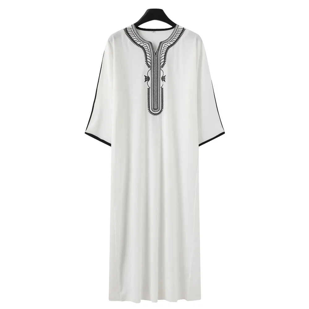 Ethnic Style Hot New Arrival: Islamic Men's Short-sleeve Embroidered Robe, Preferred Moroccan Loose Arabian Ethnic Costume