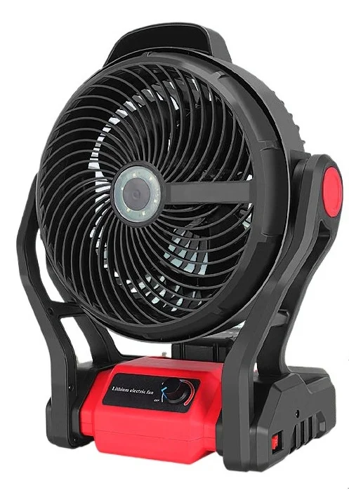 Outdoor Camping Lithium Battery Silent Lithium Battery Fan with Lighting Battery Plug-in Two Fans Hanging Small Long Battery
