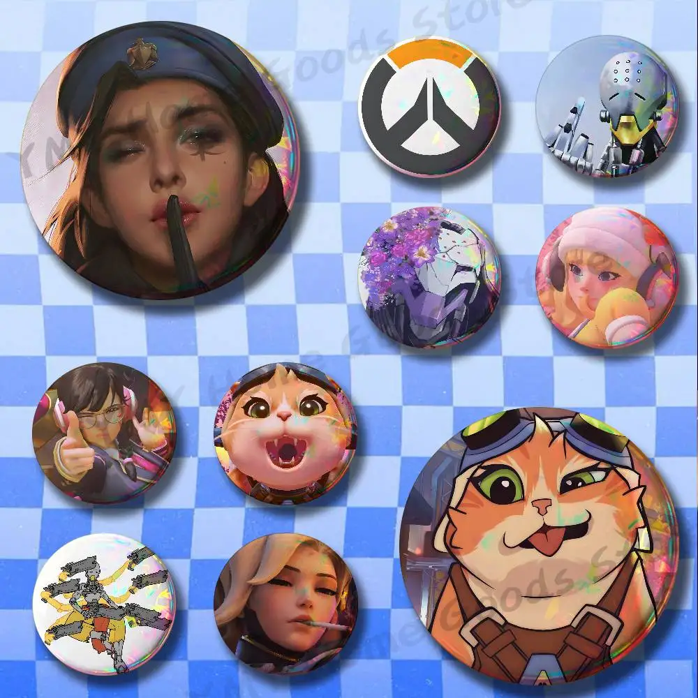 Pop Game O-Overwatch Cartoon Brooches for Bag Decor Jewelry Accessories Gift 25/32/44/58/75mm Round Cartoon Badges