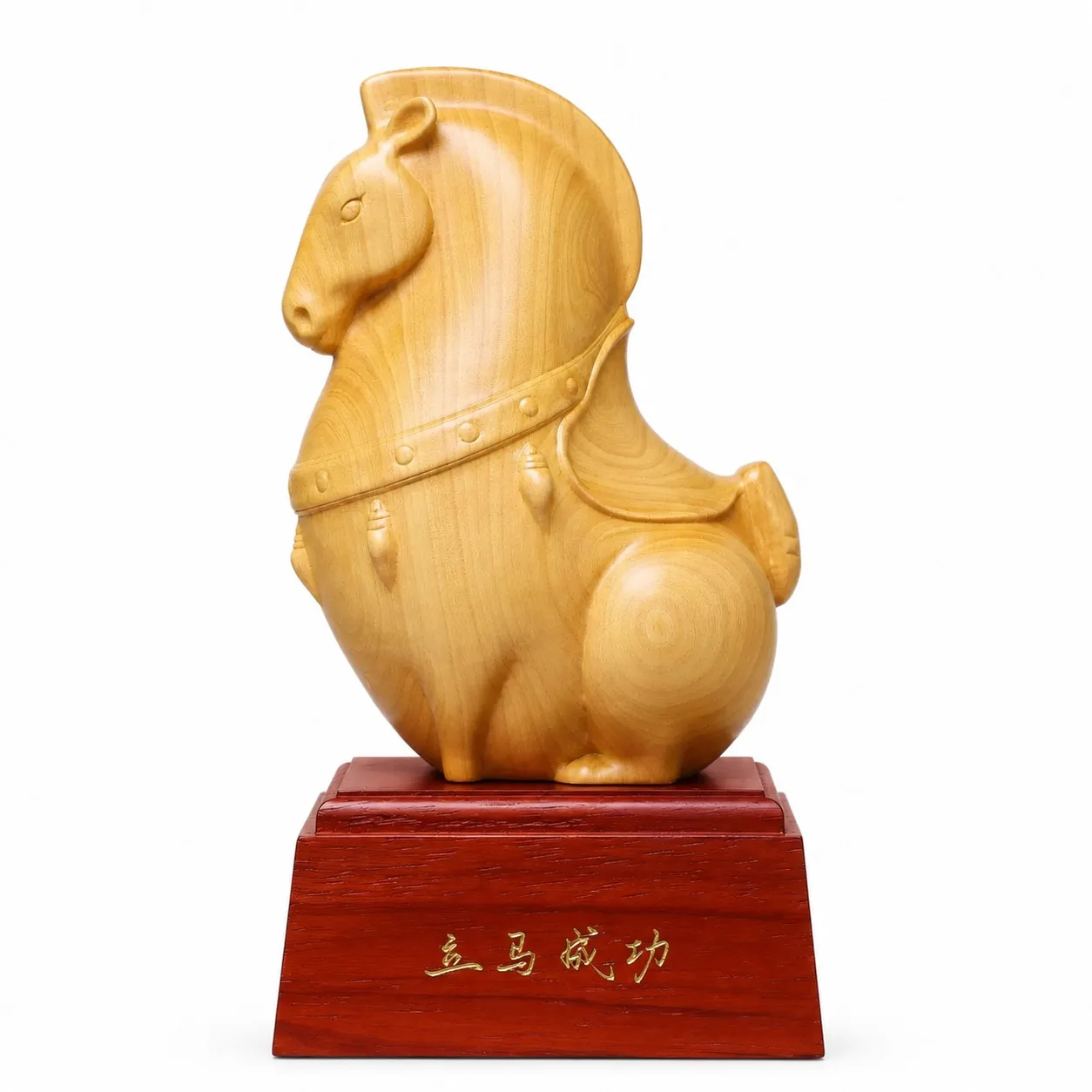 Hand Carved Boxwood Tang Dynasty Horse Statue for Chinese Zodiac Feng Shui Home Office Tabletop Traditional Decor Gift