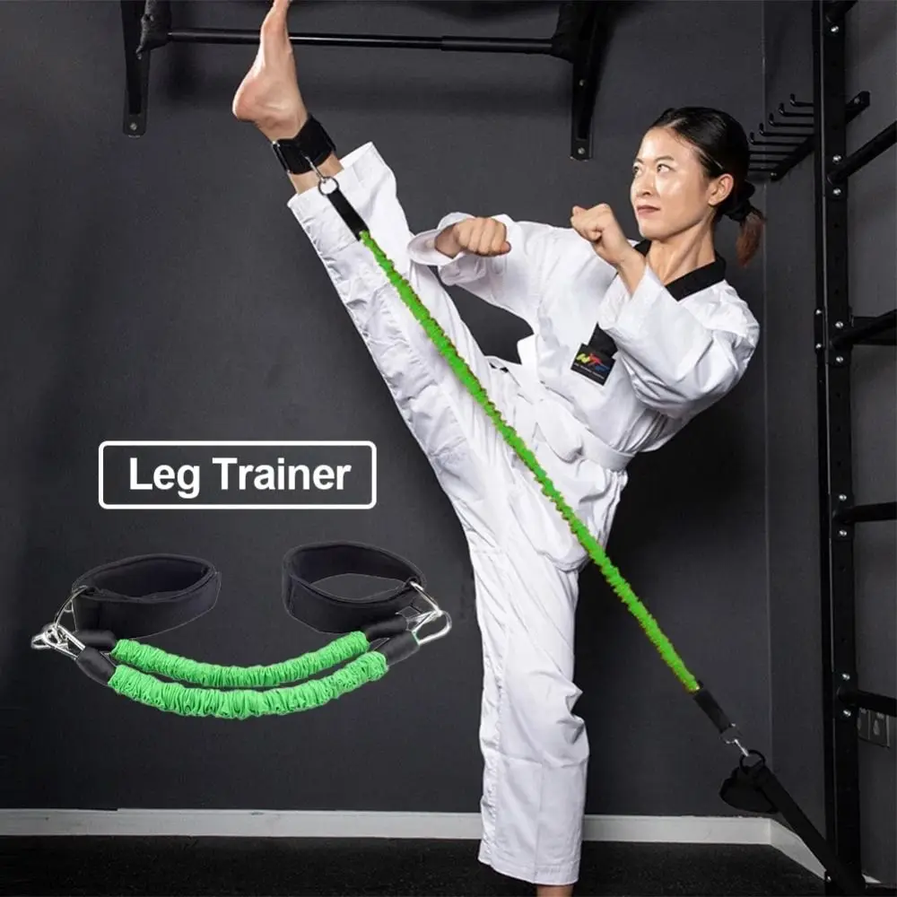 Professional 20LB-80LB Taekwondo Training Belt Elastic Latex Ankle Pull Rope Black Thicken Resistance Bands Physical Strength