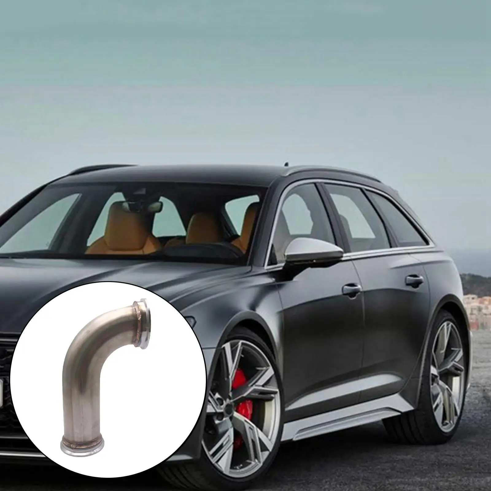 محول الكوع من الفولاذ المقاوم للصدأ T304 العالمي 90 درجة يناسب شفة OD 2.5 بوصة ID 3.2 بوصة لعادم كلا الجانبين