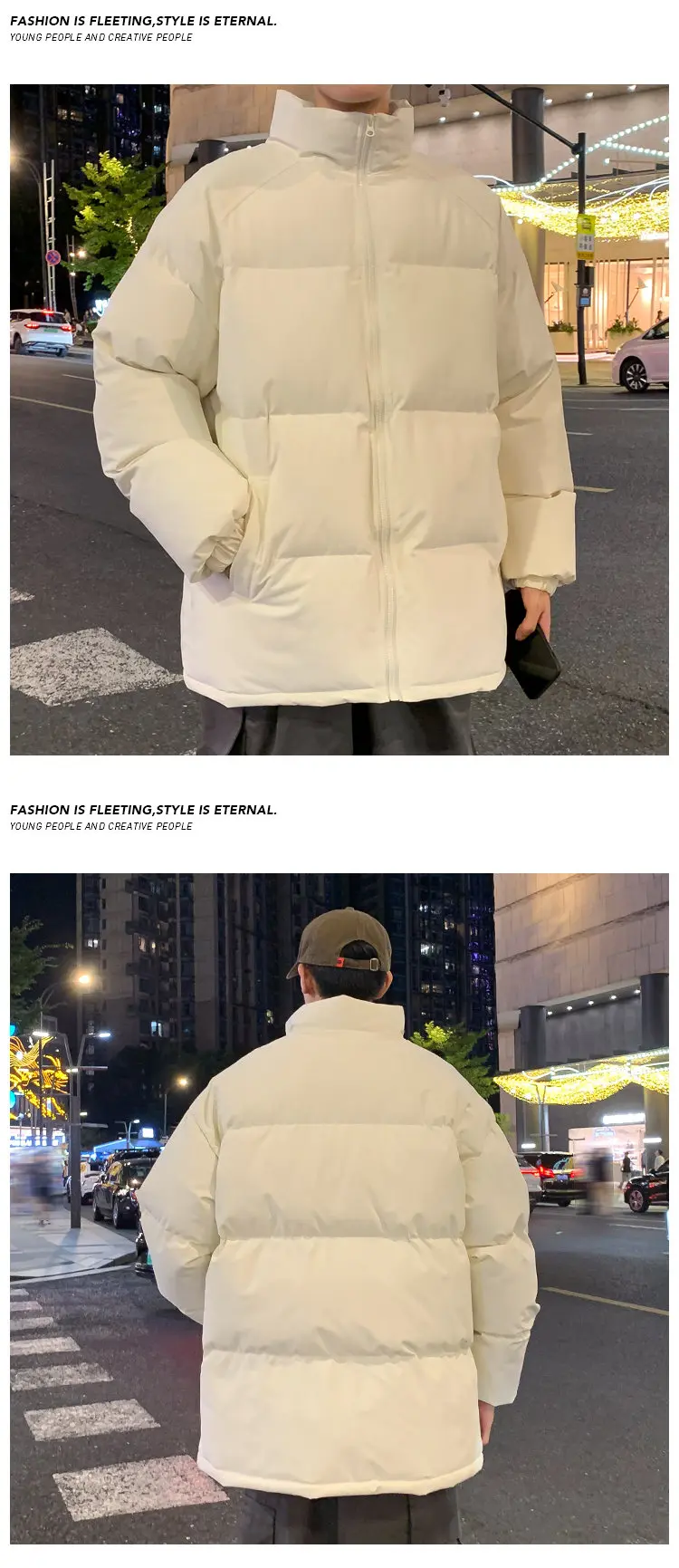 Men's Parkas Warm Basic Style Casual Jackets Thicken Winter Coat Puffer Jacket Solid Color Outwear Men's Clothing
