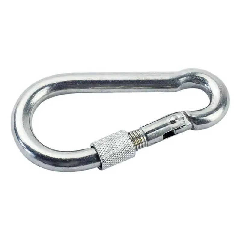 5PCS M4-M10 Spring loaded Snap Hook D-shape Buckle With Non-slip Nut For Chain Rope Connection Heavy Duty 304 Stainless Steel