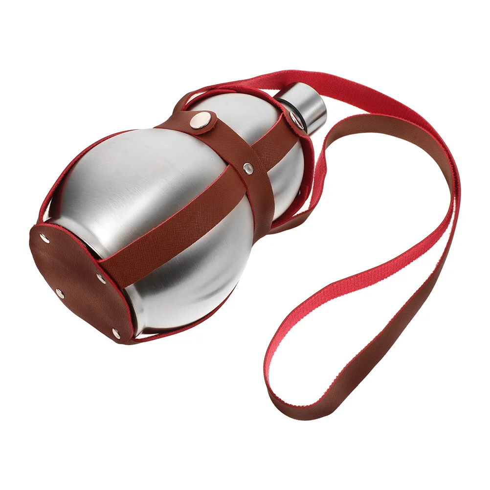 

Wu Lou Shaped Stainless Steel Water Bottle Flask Portable Wine Whiskey Container Travel Picnic Hiking 500ml Outdoor Drinking