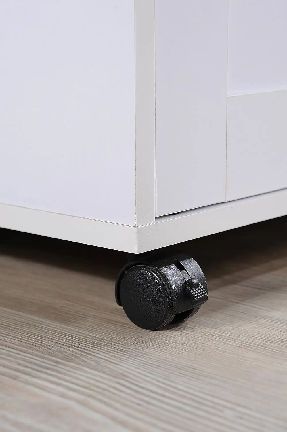 Cozinha Ilha com Spice Rack, Toalheiro e gaveta, Branco com Faia Top, 15,5x35,5x39,9x35,2 polegadas