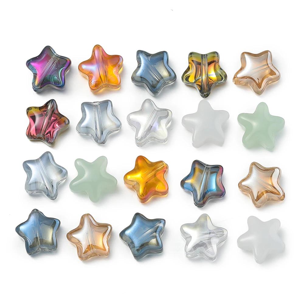 30/50pcs 8mm AB Color Glass Beads Five-pointed Star Spacer Loose Bead for Bracelet Necklace DIY Jewelry Making Accessories