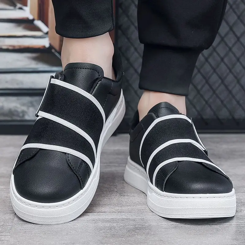 

Men Business Black White Casual Shoes Fashion Outdoor Sneakers Comfortable Wear-resistant Walking Shoes Leather Walking Shoes