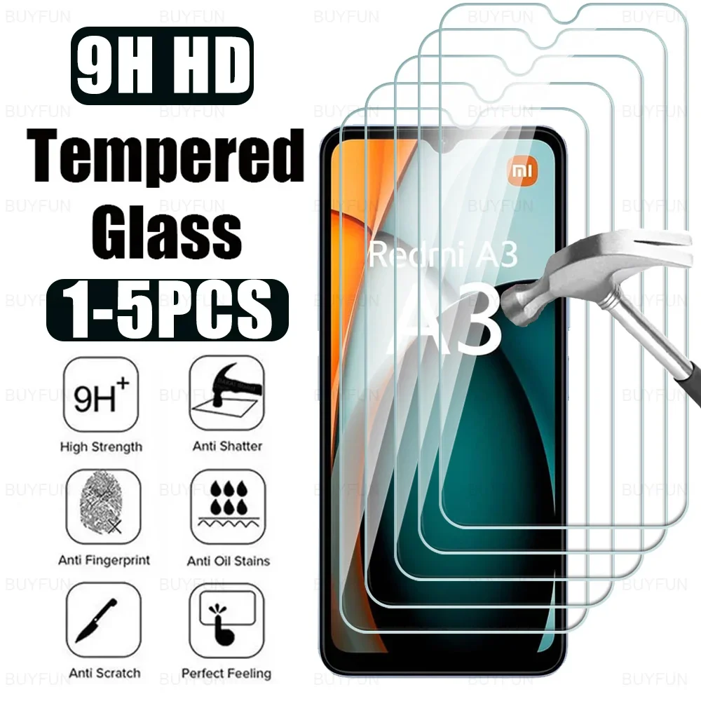 

1-5Pcs For Xiaomi Redmi A3 A5 Tempered Glass Case Redmi A3x A1 A1+ A2 A2+ Plus RedmiA3 10C 12C 13C 14C 15C 4G Screen Protector