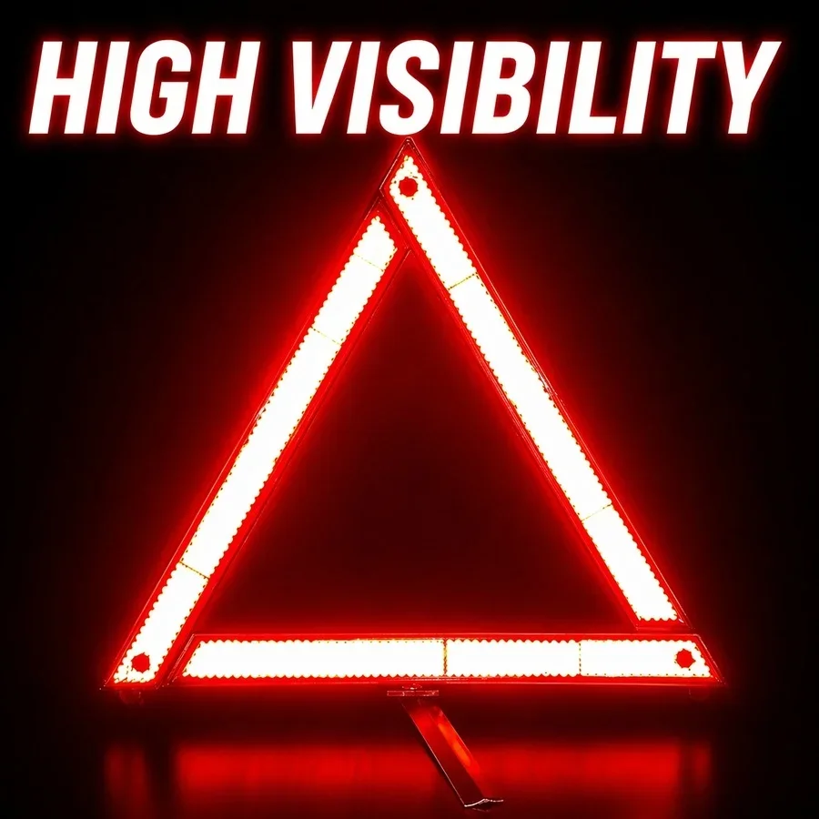 Immagine 6: Triangolo di Emergenza Pieghevole per Auto, Segnale di Stop Riflettente Rosso, Triangolo di Avvertimento per Guasti, Accessori Auto per la Sicurezza