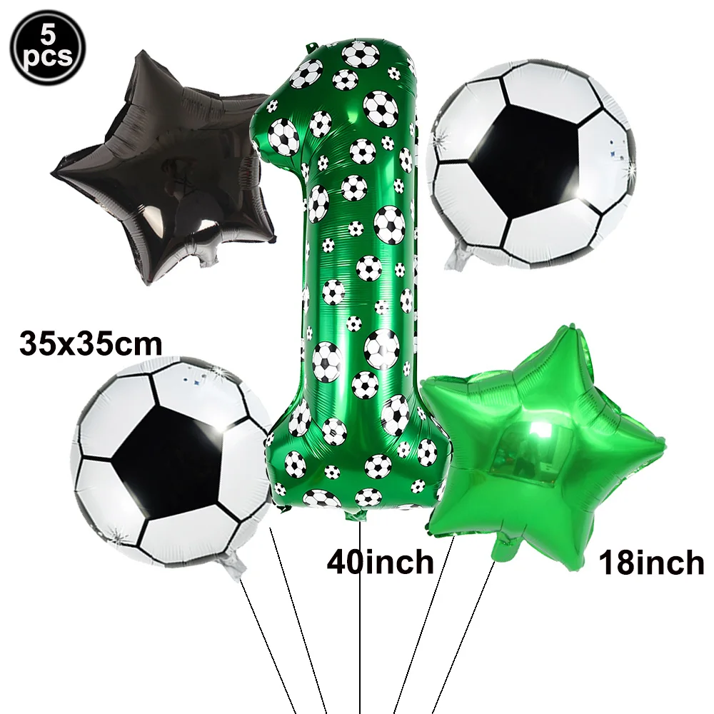 Fußball-Thema Geburtstagsdeko Ballonset Fußball-Trophäe Folienballon Grüner Fußball-Druck Nummer 0123456789 Ballon Jungen-Geschenk ﻿ – Detail 2