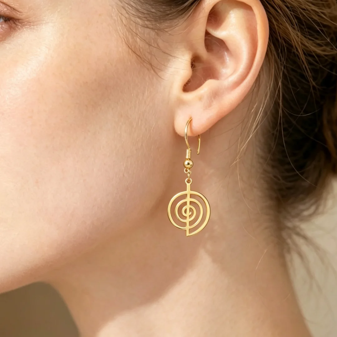 Cho Ku Rei Drop Earrings Stainless Steel Reiki Protection Healing Chokurei Earring Sacred Geometry Energy Amulet Jewelry