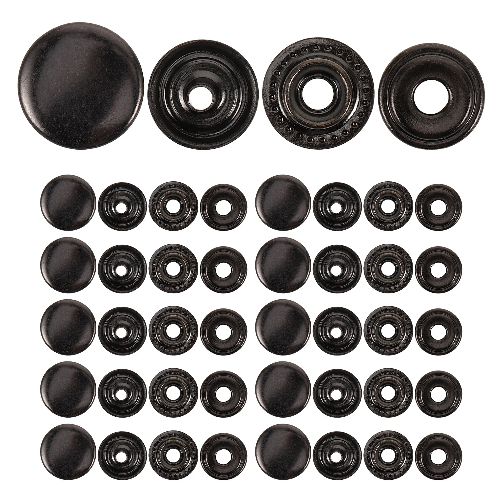 

60Sets Metal Snap Buttons Gunmetal Round Press Studs DIY Clothing Fasteners for Jackets Coats Bags Fabric Closure