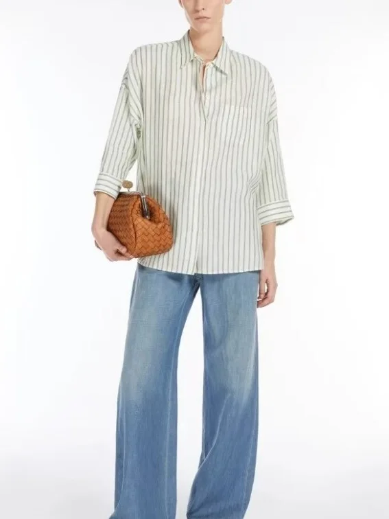 

Ultra-Lightweight Breathable Commute Stripe Linen Shirt Three-Quarter Sleeve Simple Versatile Men's Women's Casual Shirt