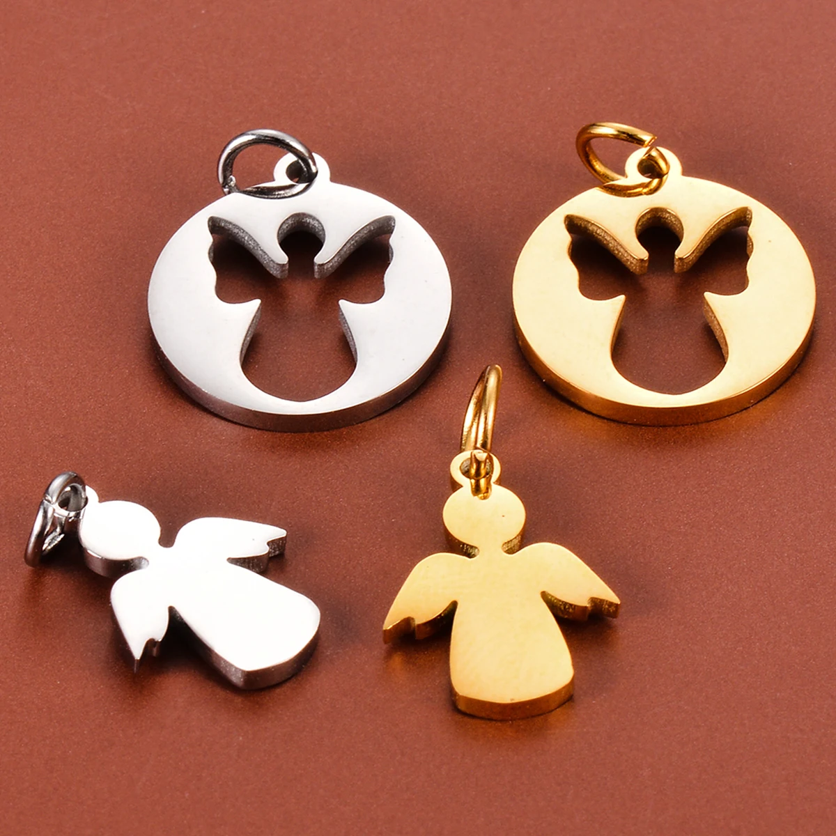 

10pcs/lot Stainless Steel Angel Single Hole Pendant for Friend DIY Handmade Earrings Bracelet Jewelry Making Accessories