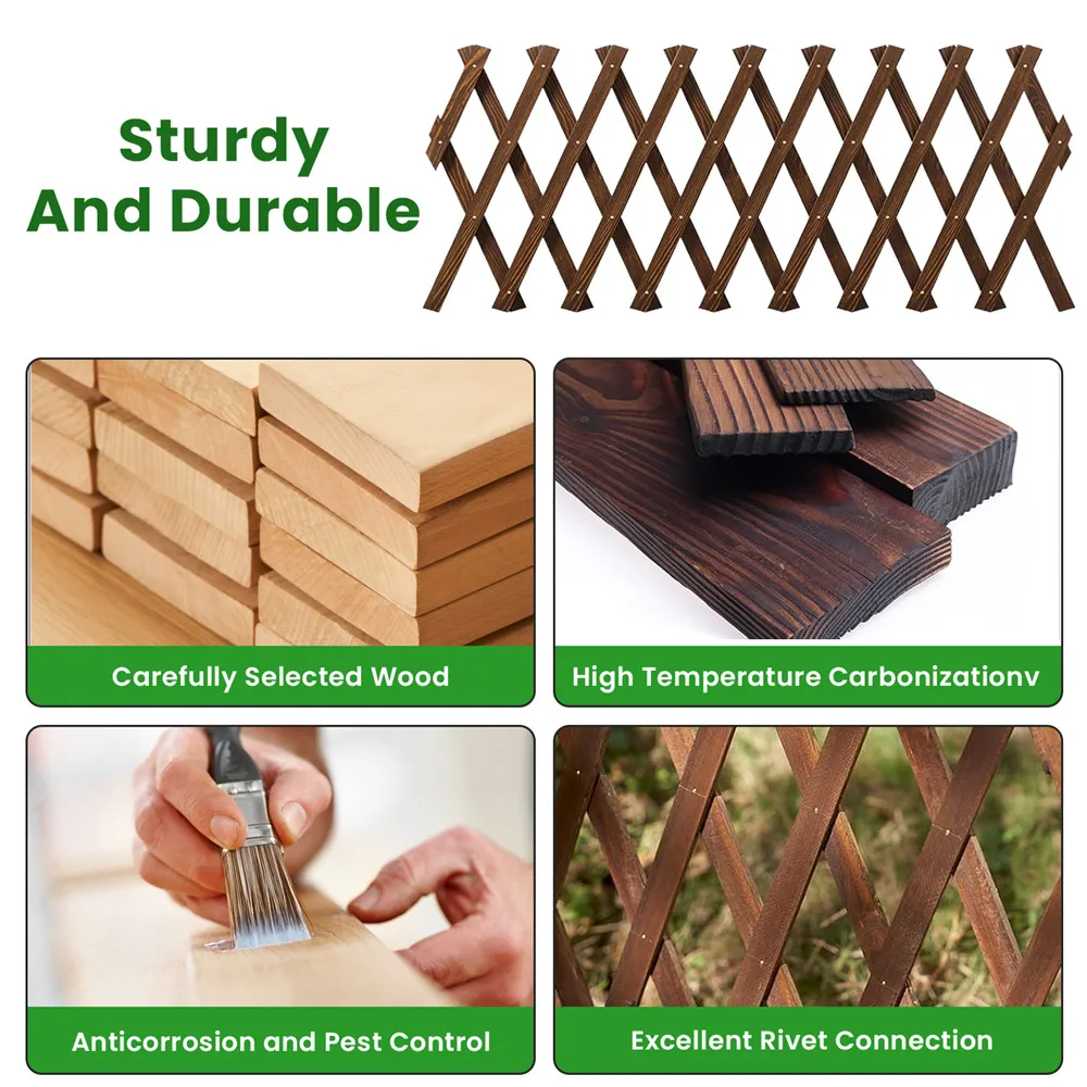 Garden Expanding Wooden Trellis Expandable Trellises Aluminum Riveted Each Piece Expands to 200cm x 30cm Climbing Plants Support