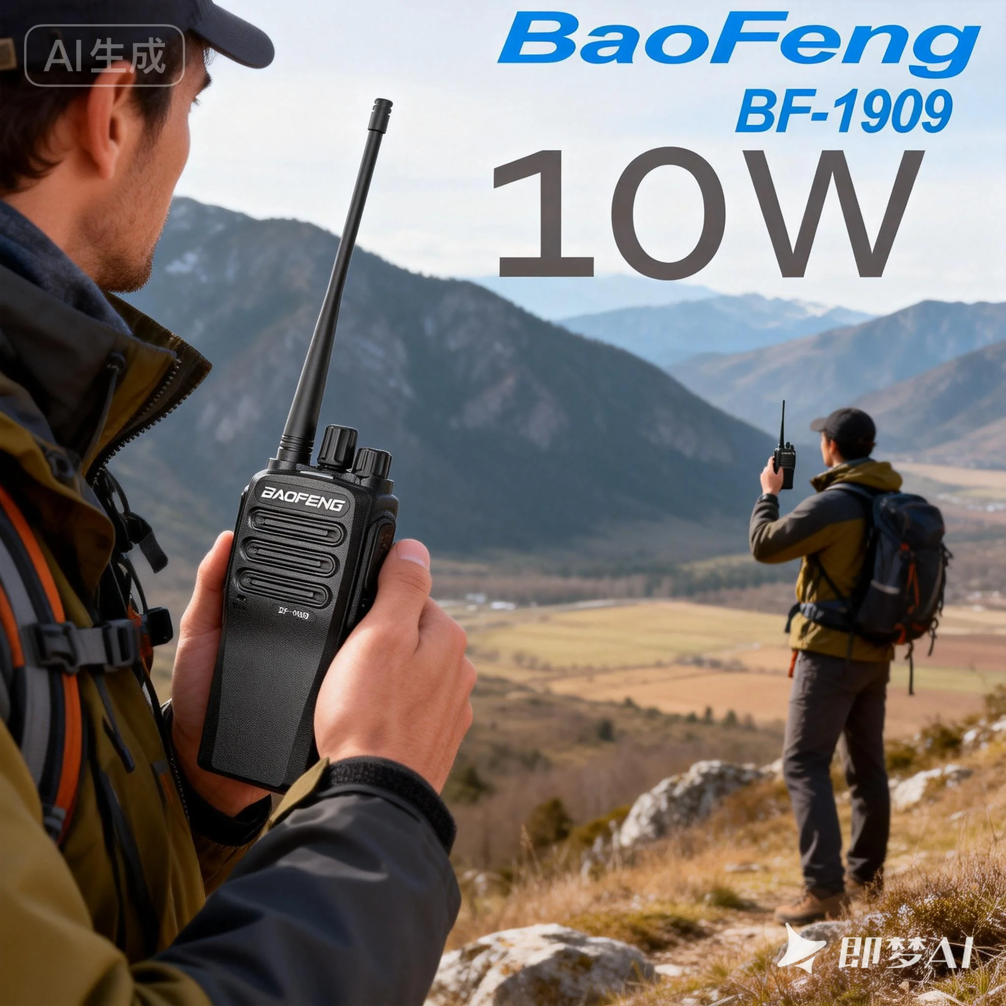 Wholesale 2pcs/lot Baofeng 10W Long Range Walkie Talkie BF-1909 UHF 400-470mhz Type-C Charging Two-way Radio Road Trip