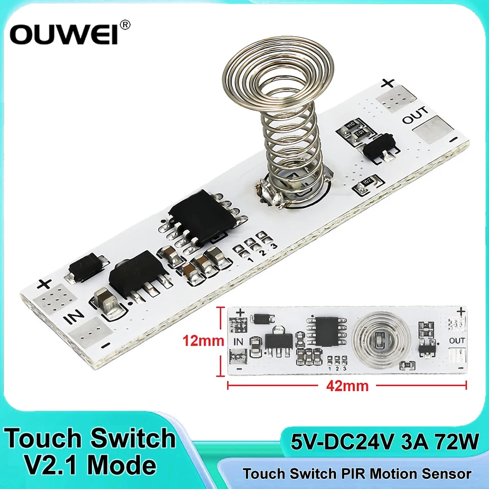 Touch Switch Capacitive Module Short Distance Scan Sweep Hand Sensor V2.1 PIR Motion Sensor 5V-24V 3A LED Dimming Control Lamps