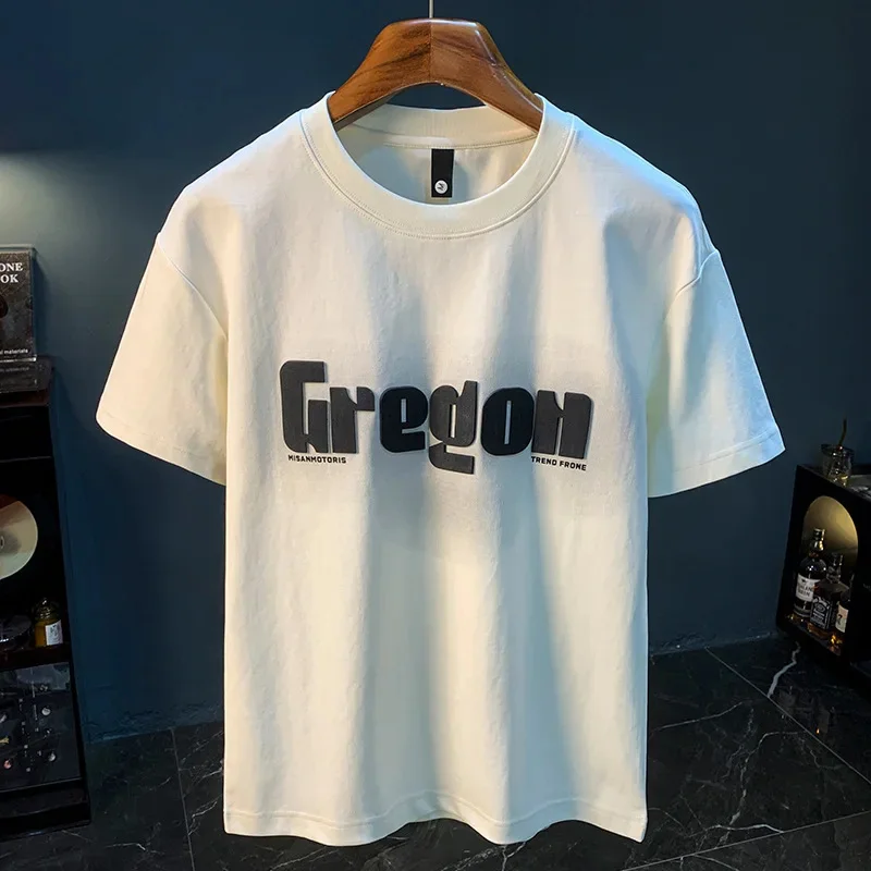 2026 Summer Thin Short sleeved T-shirt Men's Trendy Front and Rear Printed Gradient Color Cool Breathable Tops