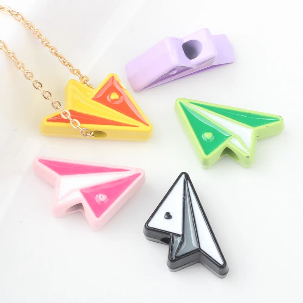 

20 Pieces/Bag Simplicity Alloy Color Spray Paint Paper Airplane Beading DIY Bracelet Necklace Jewelry Accessories