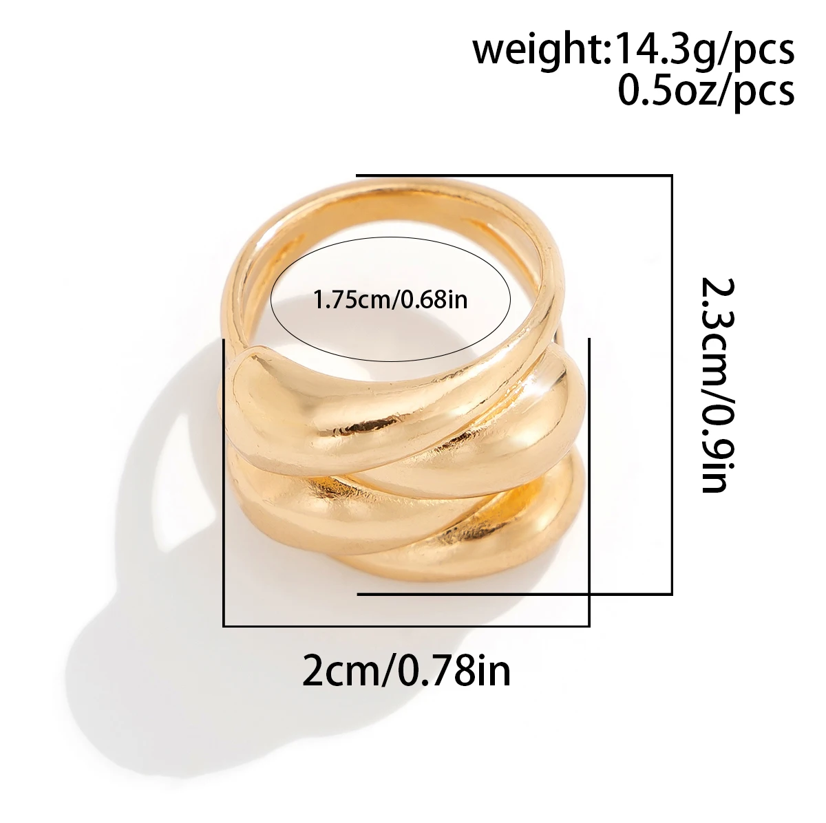 Punk Trend Irregular Geometric Multilayer Intersect Ring for Women Personalized Gold Color Thick Finger Ring Fashion Jewelry New
