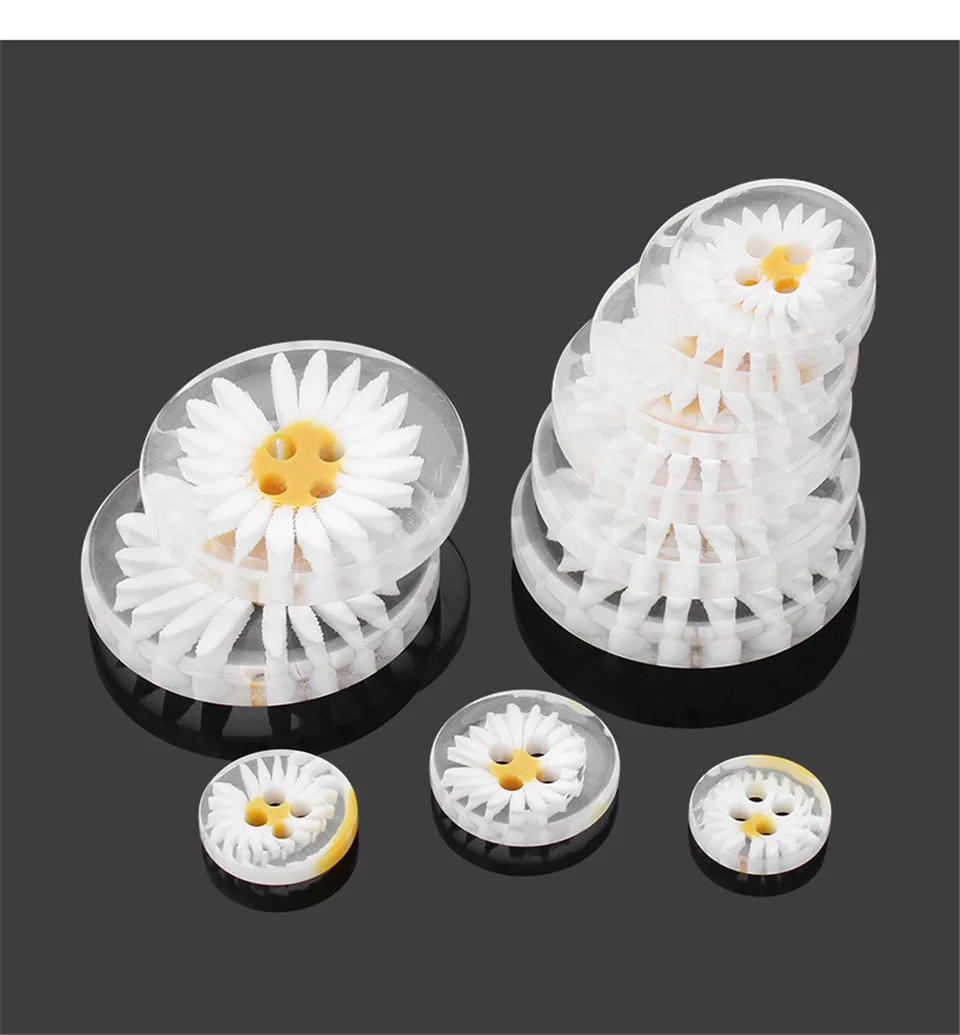 10pcs Daisy Resin Buttons Shirt Sweater Coat Clothes Sew Transparent Buttons Decorative Collar Button Accessories