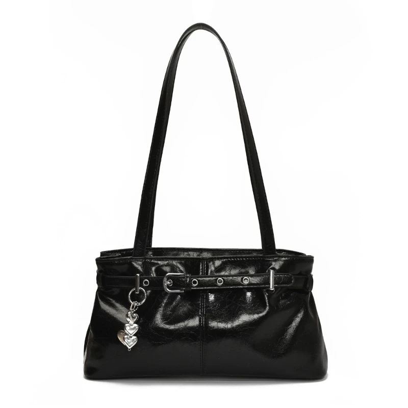 

E8FB Elegant Shoulder Bag PU Leather Commuters Handbag Underarm Bags Armpit Purse