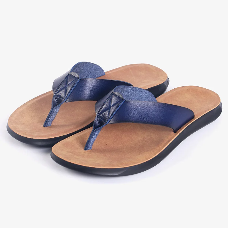 38-47 New Italian Leather Flip-flops for Men Casual Cool Beach Summer Shoes Hotel Slippers Man Light Flats Luxe Men's Shoes view 3