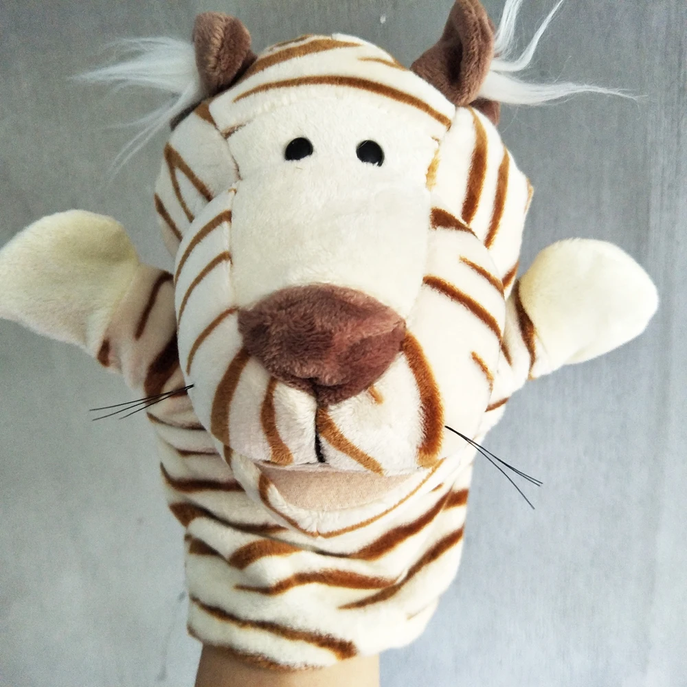 Kinderen handpop speelgoed knuffel streep tijger voor kind verjaardagscadeau