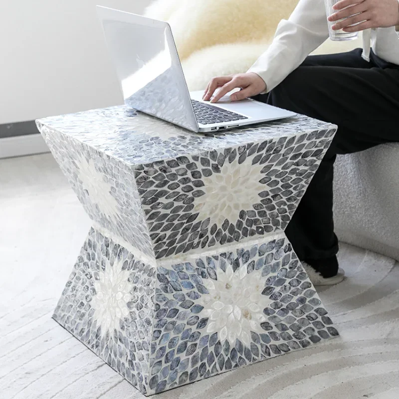 Original Natural Shell Side Table,High-end Living Room and Bedroom Sofa Coffee Table, Home Furniture,Small Side Table