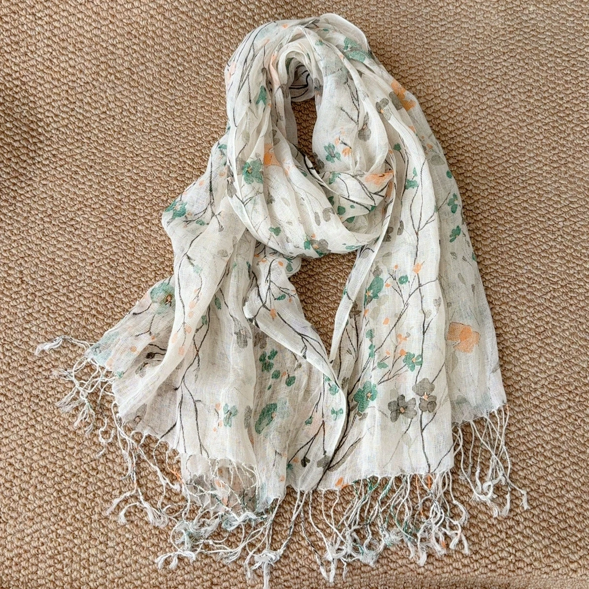 Spring and Summer Thin Style 100% Linen Scarf Women Linen Scarf Forest Fresh Style Long Scarf and Shawl for Women