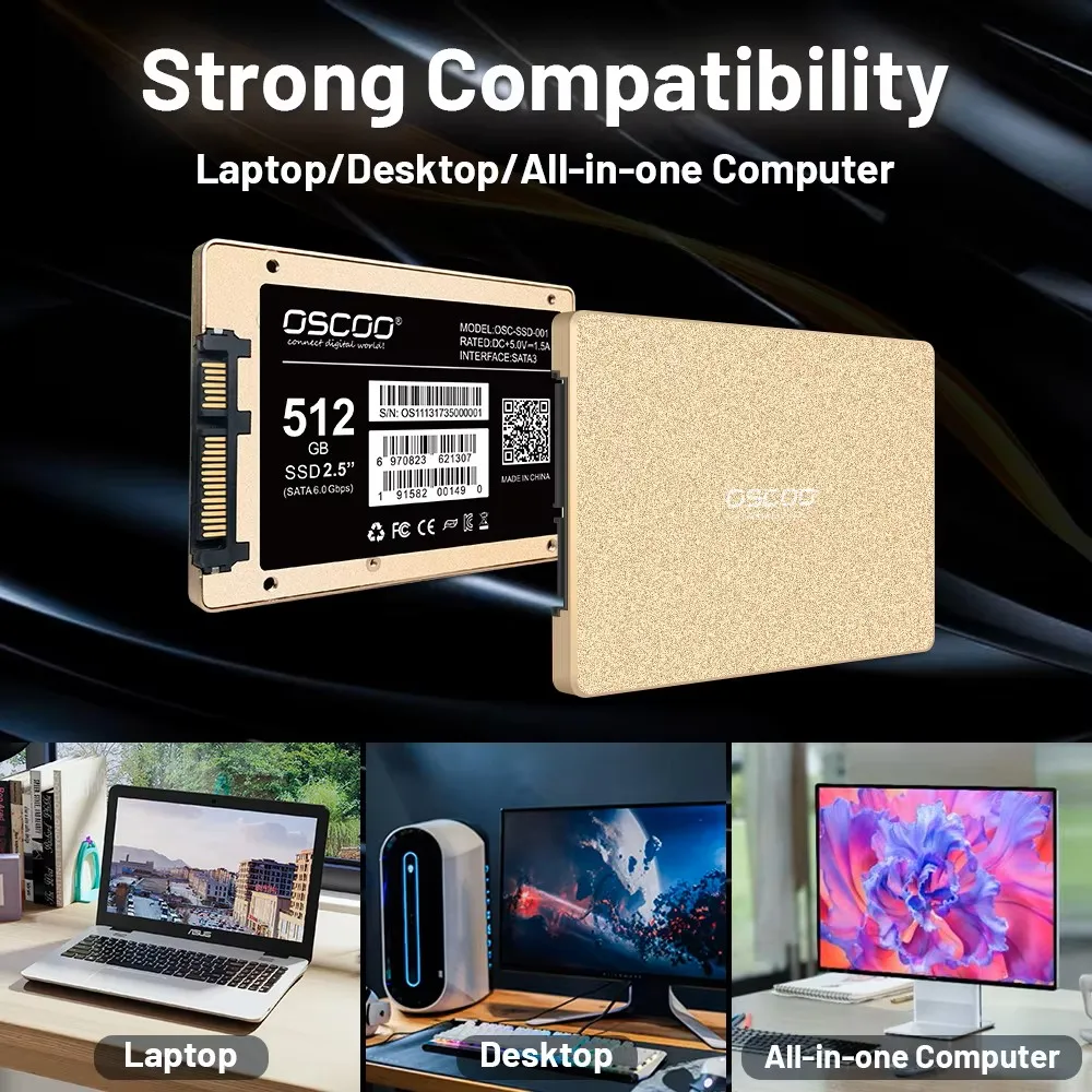 OSCOO SATA3 SSD Drive HDD 2.5 Hard Disk SSD 128GB 512GB Hard Disk Disc 2.5 