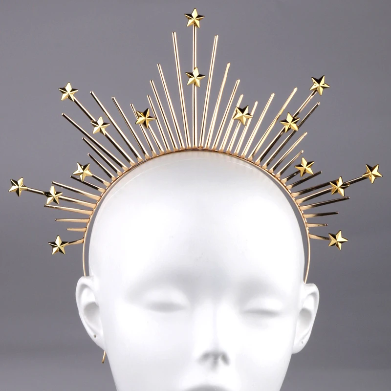 Star Shape Crown Headband Queen\'s Goddess Halo Halloween Costume Headwear Party Cosplay Headgear Jewelry Accessories