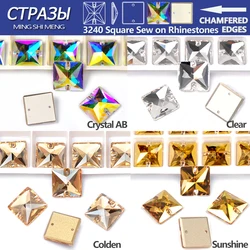 Crystal AB 3223 Navette Sew On Strass Due fori CZ Flatback Vetro Strass in Per borse, abbigliamento, scarpe decorazione