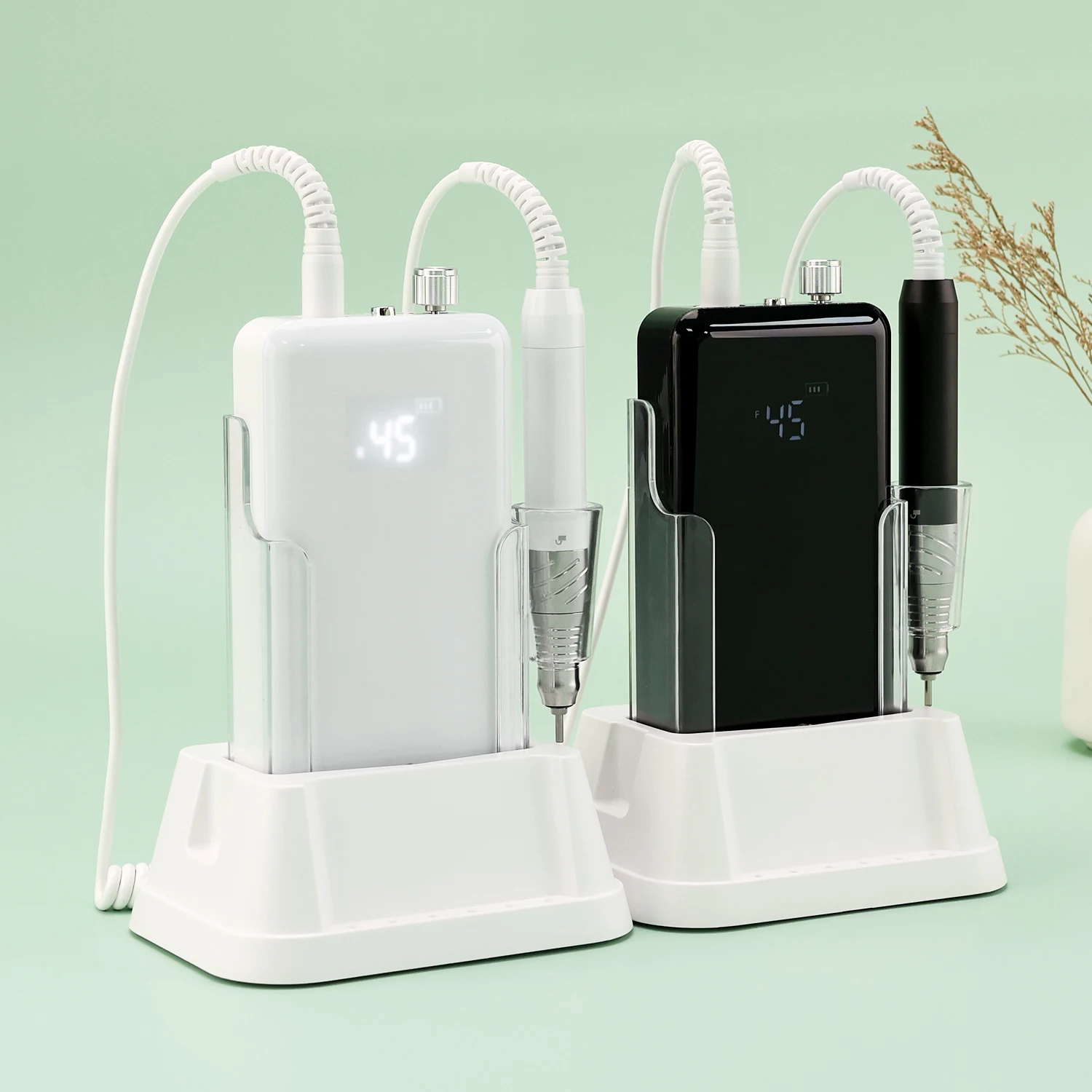 ماكينة حفر الأظافر بدون فرش 45000 دورة في الدقيقة بقدرة 85 وات مع محطة قاعدة عرض كاملة الشاشة من سبائك الألومنيوم #5