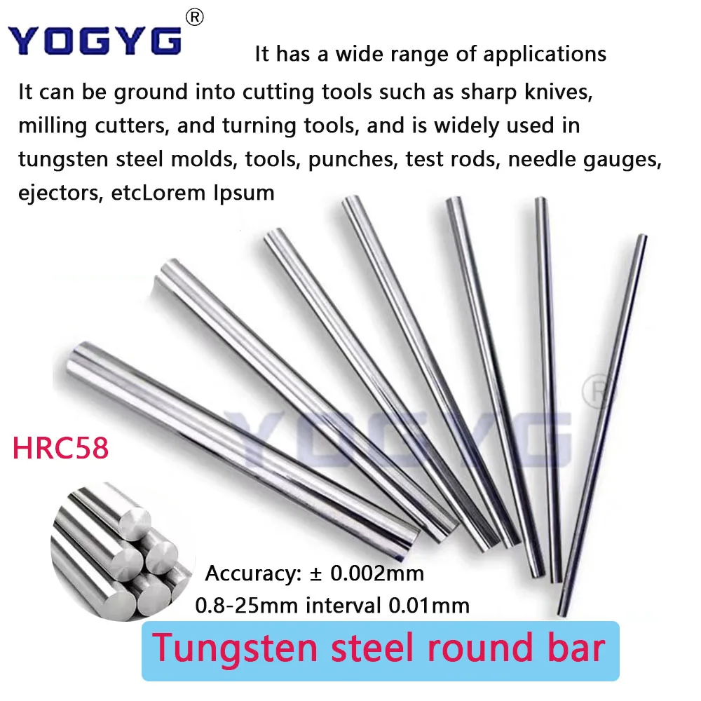 

D6.08-D7.35mm HRC58 Solid Carbide Rod 100mmL Drill Round Bar Straight Shank Alloy Rod Round Milling Machine Tool