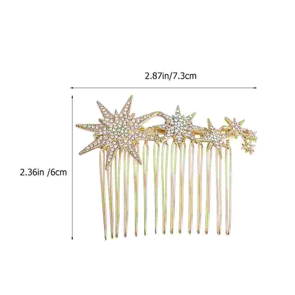 

2 Pcs Snowflake Hair Comb Rhinestone Pin Metal Gold Clips Rhinestones Side Bridesmaid