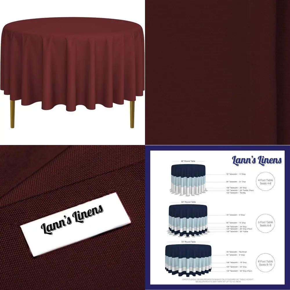 

Круглые скатерти из полиэстера премиум-класса диаметром 90 дюймов — 10 упаковок для свадеб, банкетов, ресторанов — бордовый цвет, элегантный и прочный