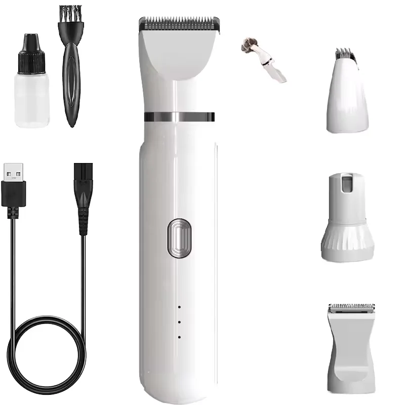 

Беспроводная электрическая машинка для стрижки шерсти животных 4-в-1 для маленьких собак и кошек, низкий уровень шума, перезаряжаемая, из прочного пластика