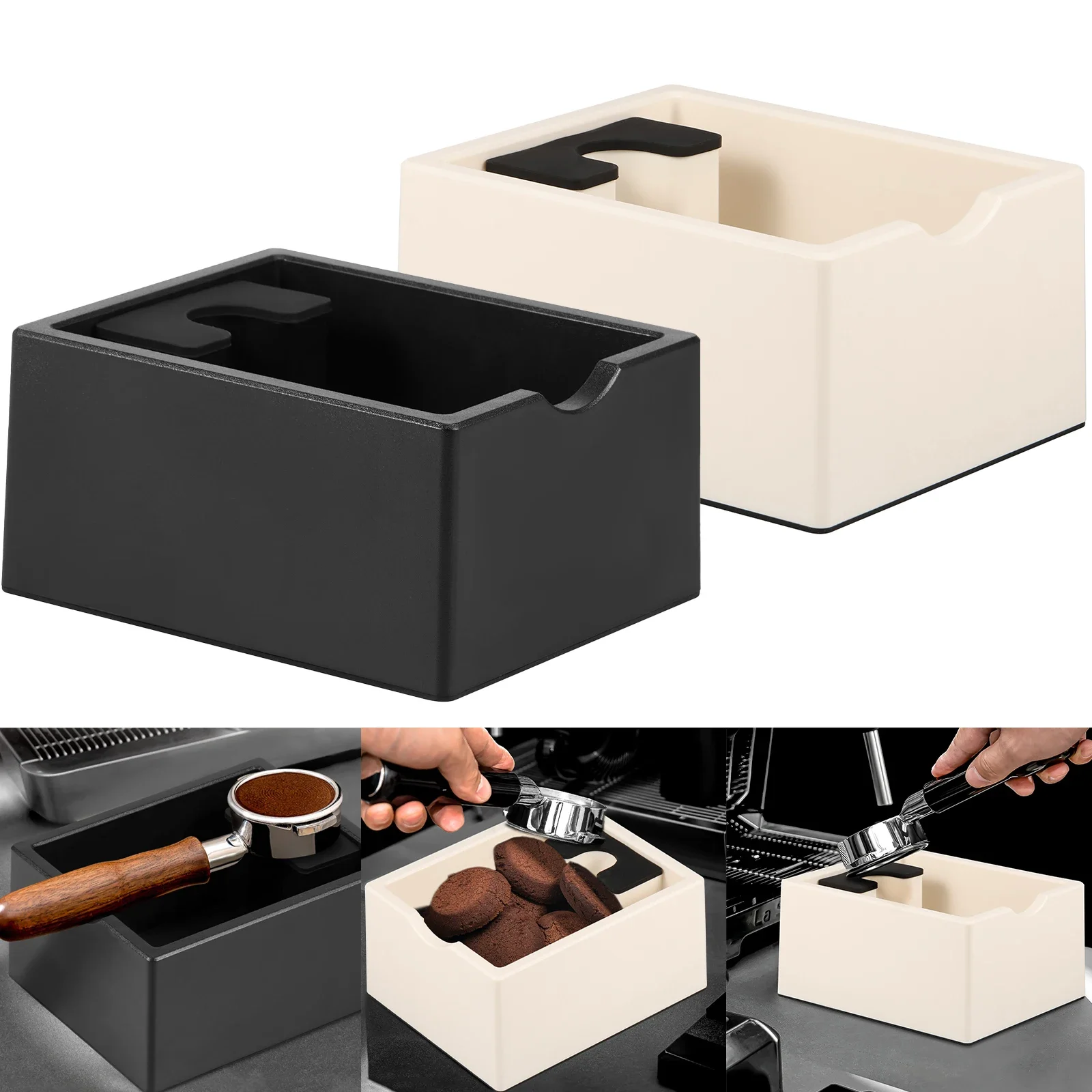 

Espresso Knock Box with Nonslip Base ABS Coffee Ground Knock Box Double Function Coffee Knock Box Lightweight Espresso Grounds