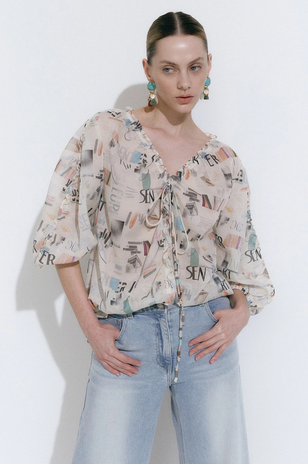 

Faionable V-Ne Printed Belted Slim Fit Midi irt Korean Single OBZ*25 Summer irt Casual Commute Sle Loose Fit